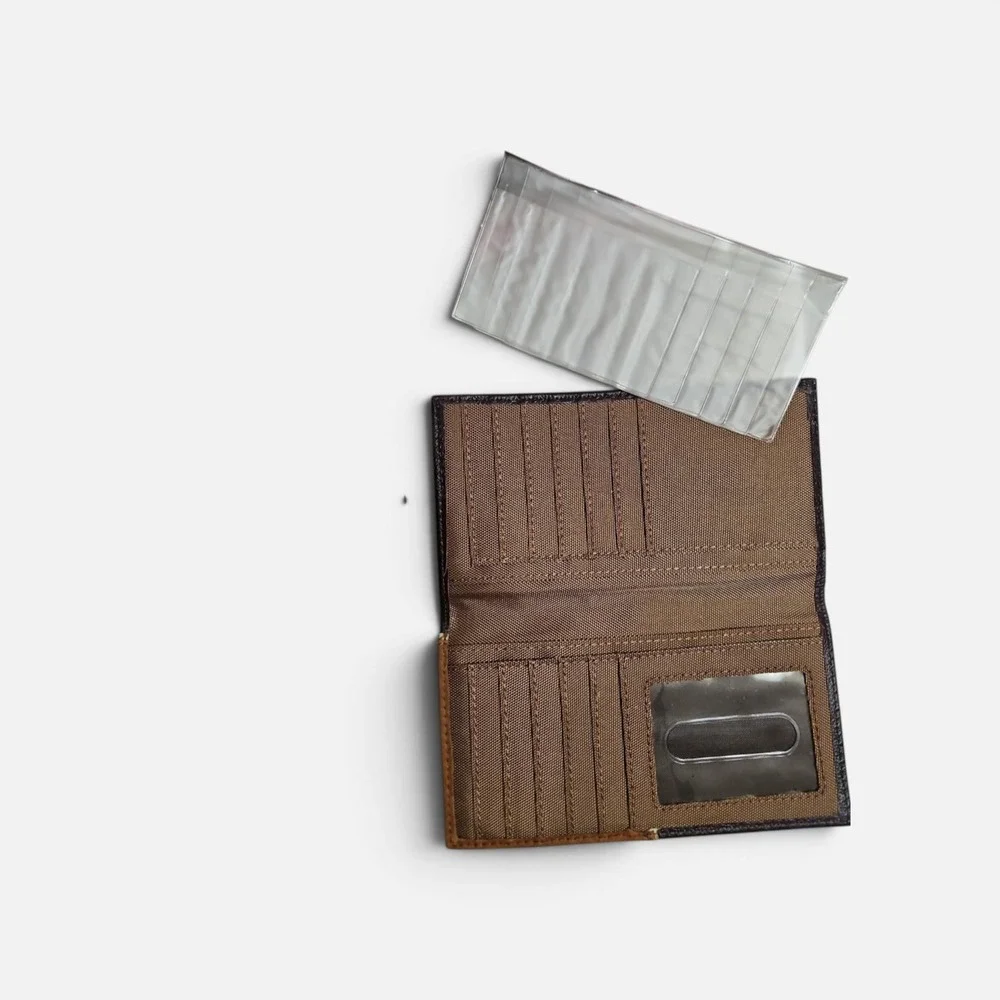 Western Brown Leather Checkbook Wallet Silver Concho Suede Overlay Bifold 0486